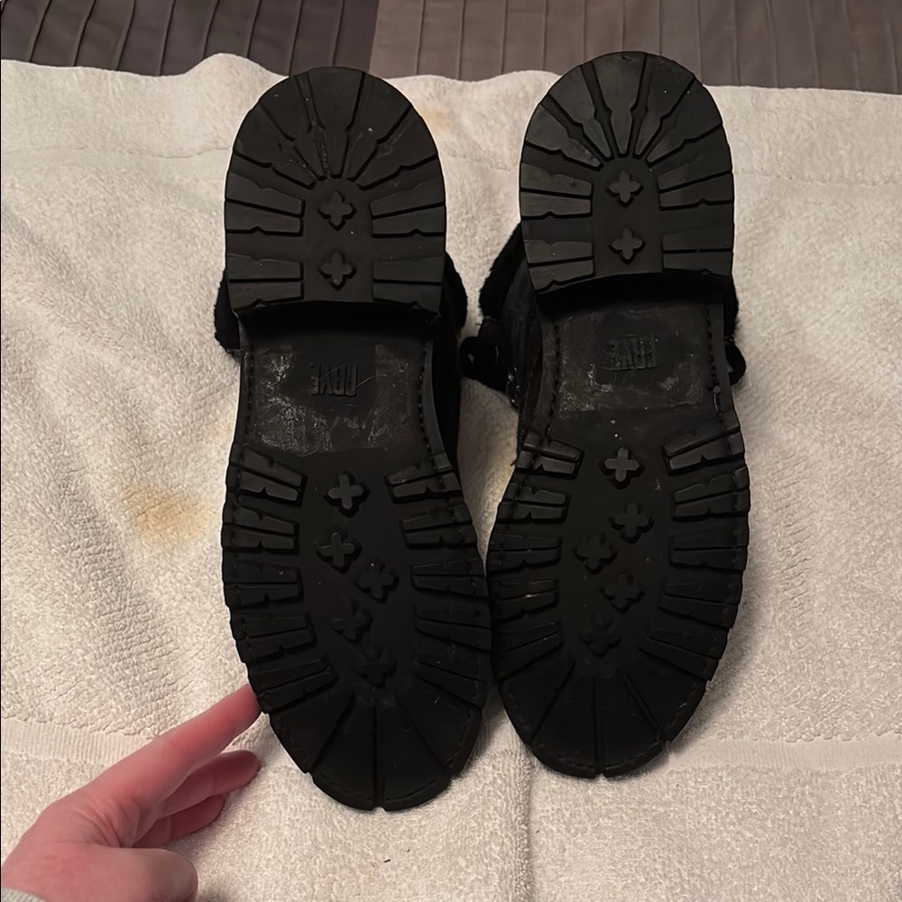 Frye Black Fur-Lined Lace-Up Boots 7.5 - Picture 8 of 17